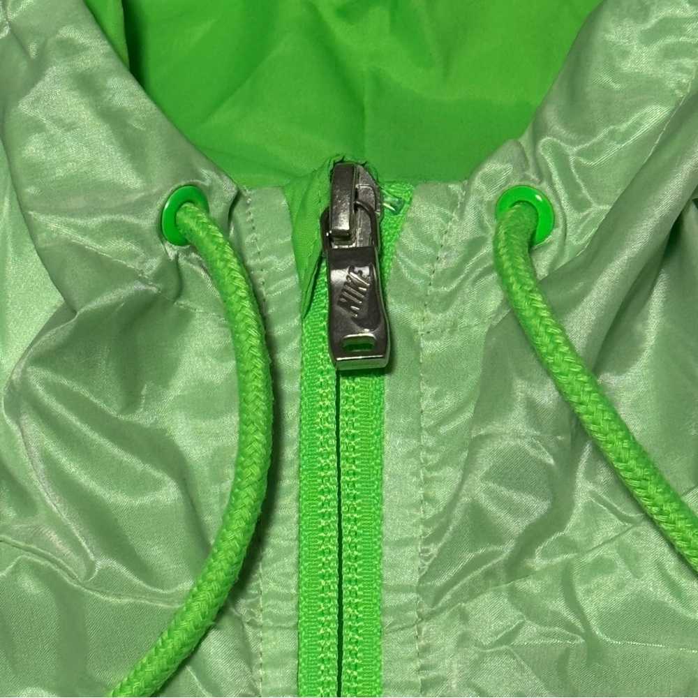 Nike Lime Green and Silver Hooded Jacket windbreaker Y2K XL - Picture 5 of 13